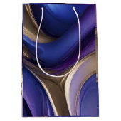 シックモダン・ブルー・パープルと金ゴールド ミディアムペーパーバッグ (正面)