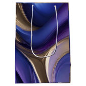 シックモダン・ブルー・パープルと金ゴールド ミディアムペーパーバッグ (裏面)