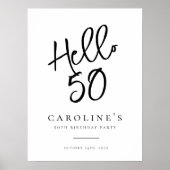 シックモダン「Hello 50」バースデーパーティー歓迎サイン ポスター (正面)