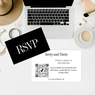 シックモダンB & W RSVP QRコード格納装置カード エンクロージャーカード