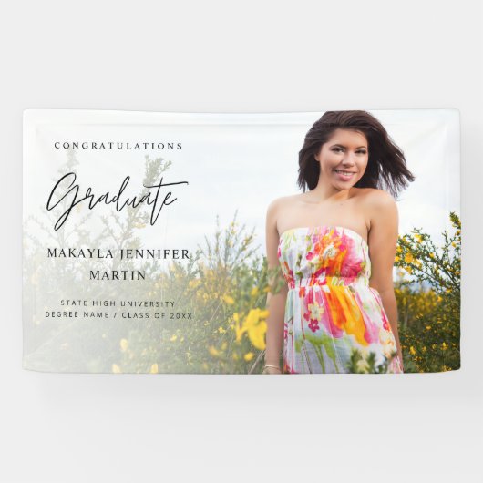 シックモダンH写真2大学院バナー – ホワイト 横断幕 (横)