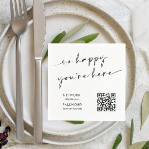 シックモダンWiFiパスワ結婚ードの署名 スタンダードカクテルナプキン