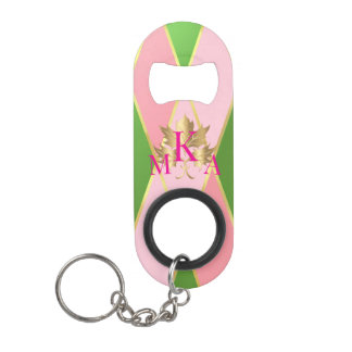 シックモノグラムのなピンクと緑 キーホルダー栓抜き