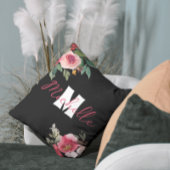 シックモノグラムのなピンクのフローラ水色 クッション