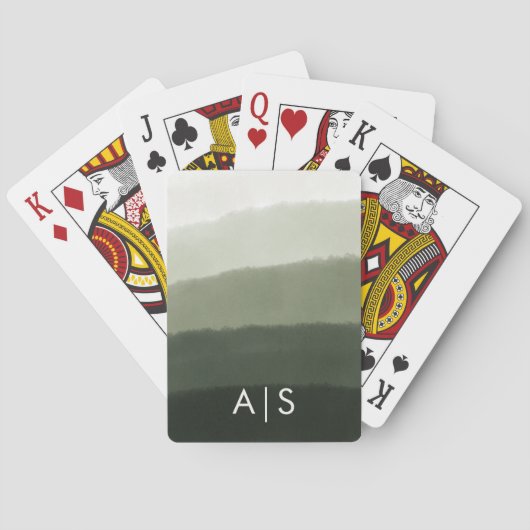 シックモノグラムのな水の色ジャングルグリーングラデーション トランプ (裏面)