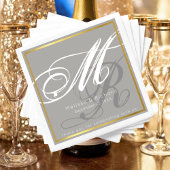 シックモノグラムのな灰色がかった結婚披露宴パーティー スタンダードカクテルナプキン