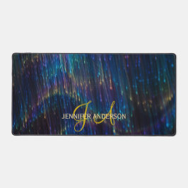 シックモノグラムのイニシャルシャイニー花火デスクマット デスクマット