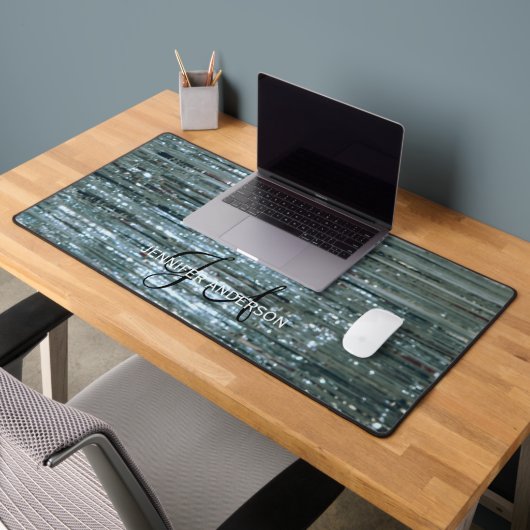 シックモノグラムのイニシャルシルバーシニーデスクマット デスクマット (オフィス2)