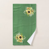 シックモノグラムのイニシャルモダンファームハウスグリーン バスタオルセット (ハンドタオル)