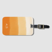 シックモノグラムのウォーターカラーパンプキンオレンジグラデーション色 ラゲッジタグ (正面横)