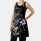 シックモノグラムのエレガントウォーターカラーブルーフラワー エプロン (インサイチュ)