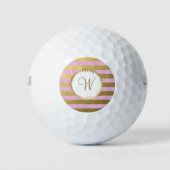 シックモノグラムのゴルフボーガーリール赤面ピンク金ゴールド ゴルフボール (正面)