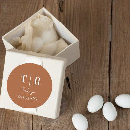 シックモノグラムのテラコッタ結婚の感謝 ラウンドシール