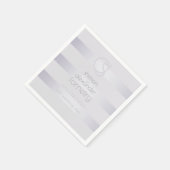 シックモノグラムのバイオレットシルバーシメリストライプー スタンダードカクテルナプキン (角)