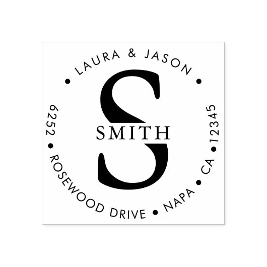 シックモノグラムのラウンド差出人住所 ラバースタンプ (インプリント)