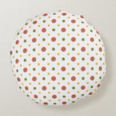 シックモノグラムのレッドホワイトポルカスラウンドピロー ラウンドクッション (裏面)