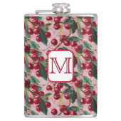シックモノグラムのヴィンテージピンク'さくらんぼポップ・アートの' フラスク (正面)