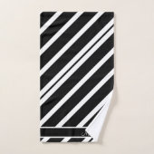 シックモノグラムの白黒ストライプ バスタオルセット (ハンドタオル)