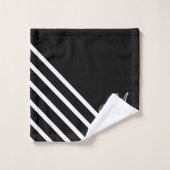 シックモノグラムの白黒ストライプ バスタオルセット (ウォッシュタオル)