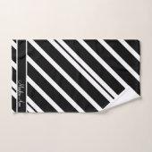 シックモノグラムの白黒ストライプ バスタオルセット (ハンドタオル)