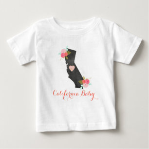 シックモノグラムカリフォルニア州&ハートベビーガール ベビーTシャツ