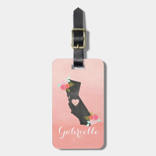 シックモノグラムカリフォルニア州&可動ハート ラゲッジタグ (正面縦)