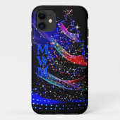 シックモノグラムグリッタークリスマスツリーネイビー Case-Mate iPhoneケース (裏面)