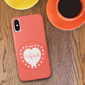 シックモノグラムコーラルホワイトハートイニシャルレター Case-Mate iPhoneケース