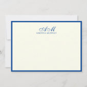 シックモノグラムツネ縁どイビーブルーアイボリー ノートカード (正面)