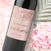 シックモノグラムバラゴールドフォイルグリッター90th誕生日 ワインラベル