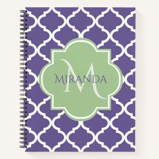 シックモノグラムバラピンクタンクローバーと名前 ノートブック (正面)