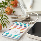 シックモノグラムパステルレインボー水平ストライプ キーホルダー (正面右)