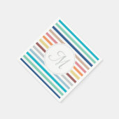 シックモノグラムパステルレインボー水平ストライプ スタンダードカクテルナプキン (角)