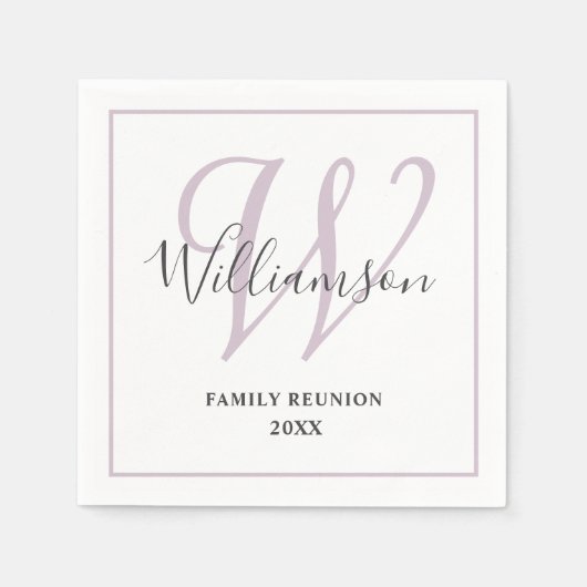 シックモノグラムファミリー懇親会パーティー スタンダードカクテルナプキン (正面)