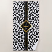 シックモノグラムフェイク金ゴールドオンアニマルプリント ビーチタオル (正面)