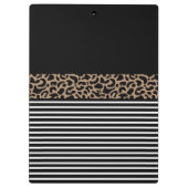 シックモノグラムブラックレオパードアニマルプリント クリップボード (裏面)