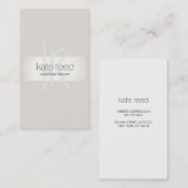 シックモノグラムモダンベージュフェイクシルバーストライプ 名刺 (正面/裏面)