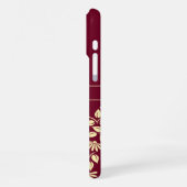 シックモノグラム名前をカスタムする葉デイジーブルゴーニュ iPhoneケース (左側面)