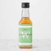シックモノグラム結婚ズエレガントミントグリーンミニ リキュールボトルラベル (正面)