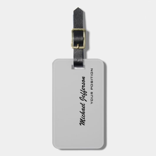 シックユニークスクリプトグレー ラゲッジタグ (正面縦)