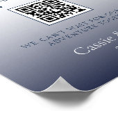 シックユニークネイビーブルーハネムーン基金結婚のサイン ポスター (角)