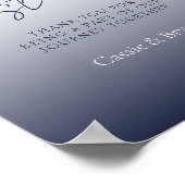 シックユニークネイビーブルー結婚ズゲストブックサイン ポスター (角)