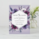 シックユニークパープルフローラ結婚ズ セーブザデート (スタンド正面)