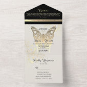 シックユニークブラック&ホワイト結婚ズ オールインワン招待状 (内側)