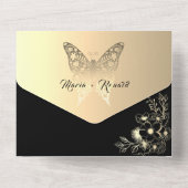 シックユニークブラック&ホワイト結婚ズ オールインワン招待状 (裏面)