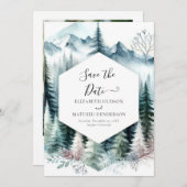 シックユニークマウン結婚テン セーブザデート (正面/裏面)