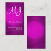シックユニークモノグラムピンクパープルビジネスカード 名刺 (正面/裏面)
