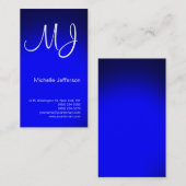 シックユニークモノグラムブルー&ホワイトビジネスカード 名刺 (正面/裏面)