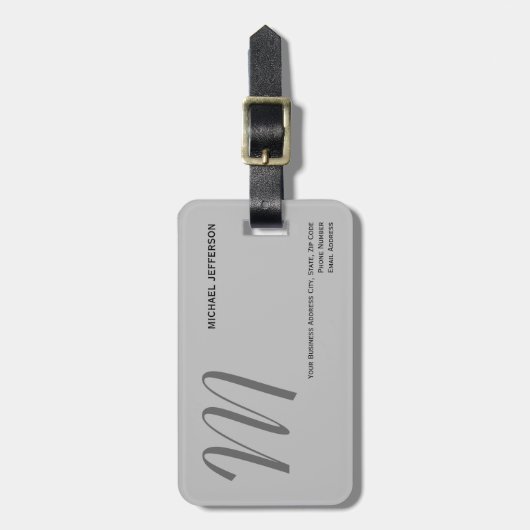 シックユニークモノグラムプレインミニマリストラゲッジタグ ラゲッジタグ (正面縦)