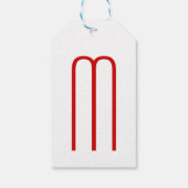 シックユニークモノグラムレッドホワイトプレーンシンプル ギフトタグ (裏面)